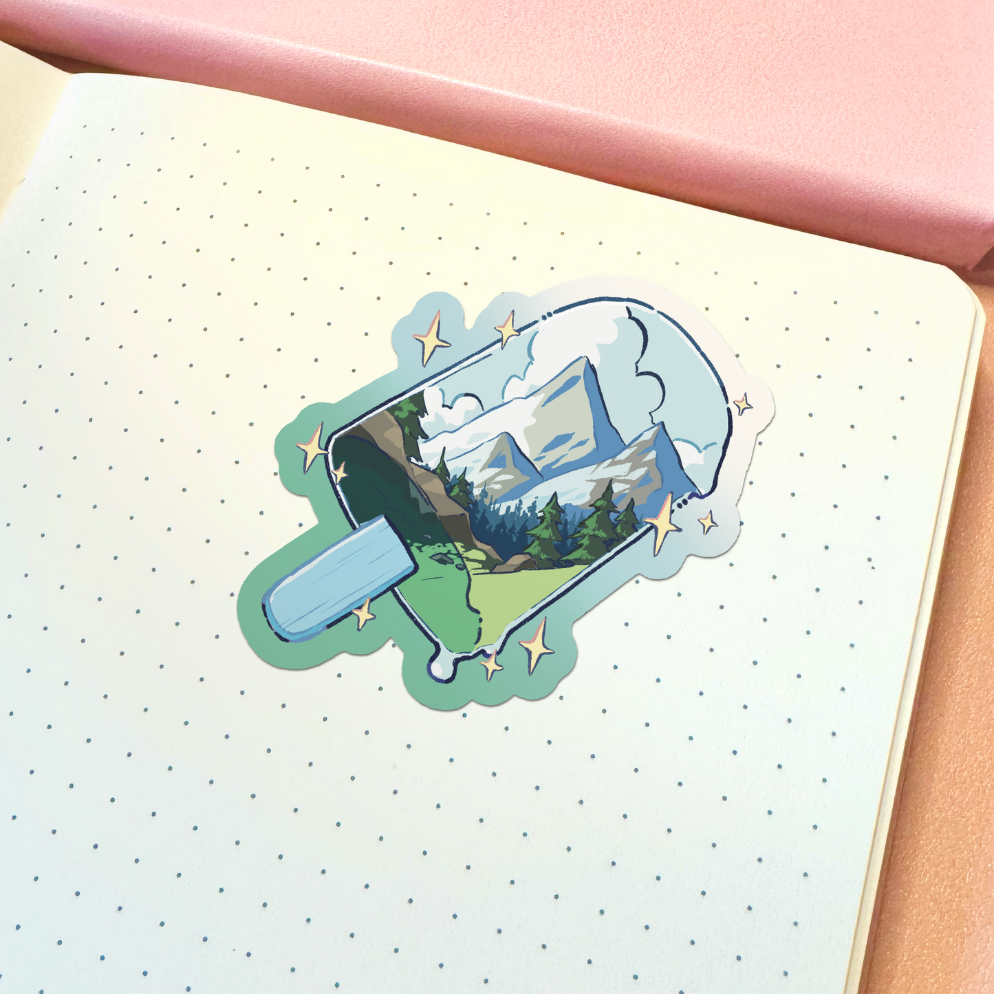 Aesthetic Mountain Day Popsicle Vinyl Sticker