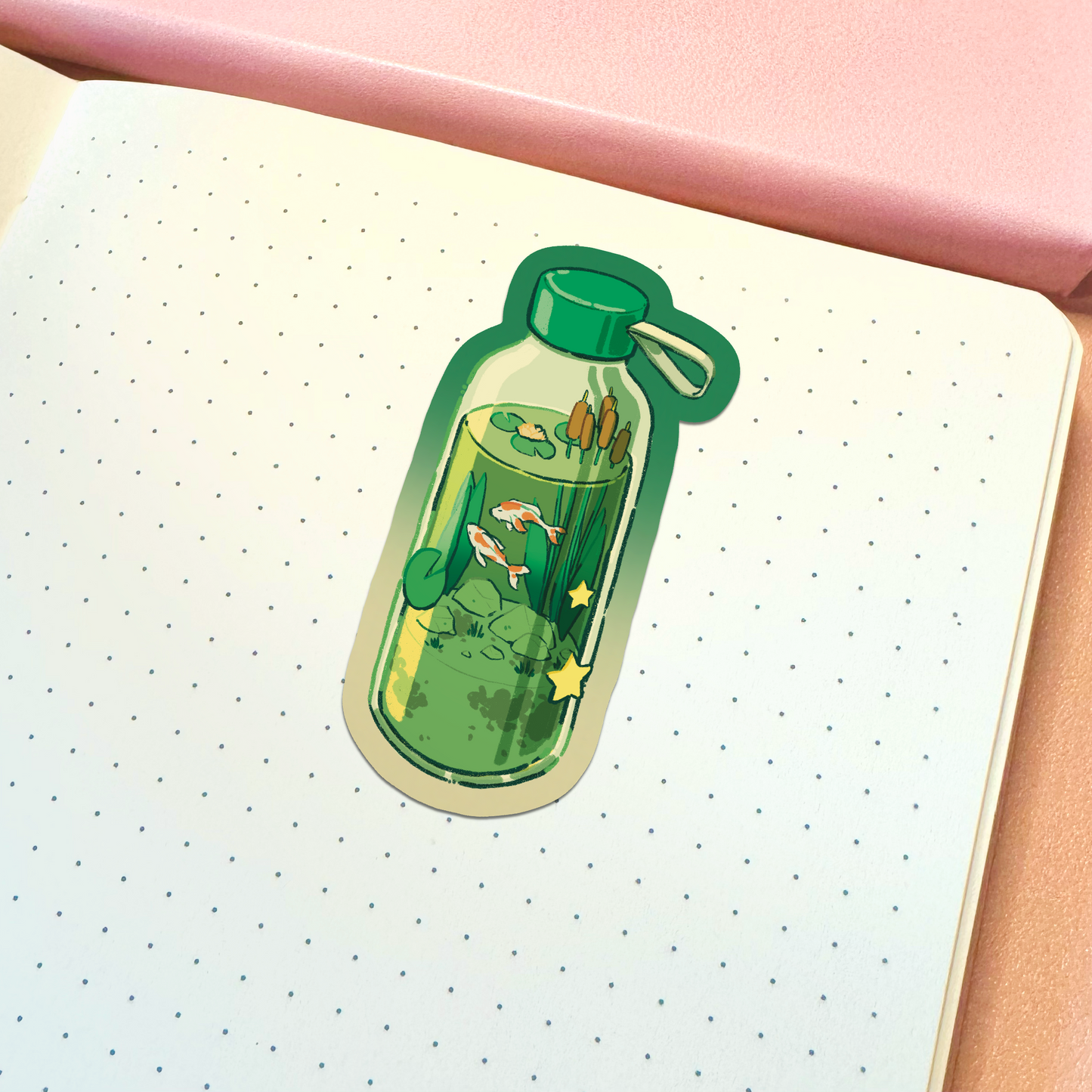 Aesthetic Koi Pond Bottle Vinyl Sticker