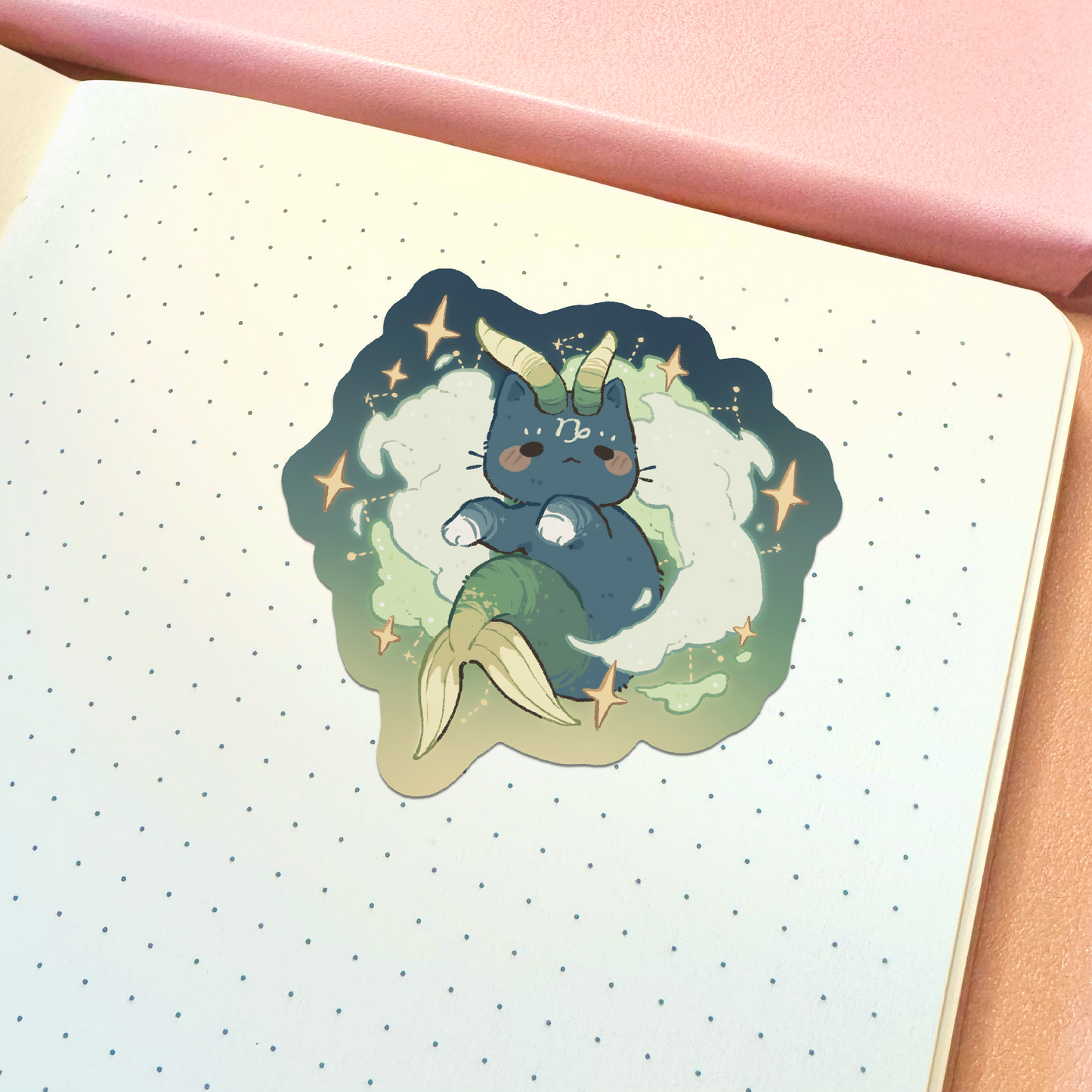 Zodiac Capricorn Cat Vinyl Sticker