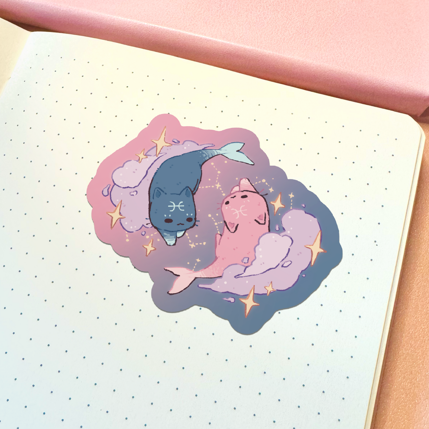 Zodiac Pisces Cat Vinyl Sticker