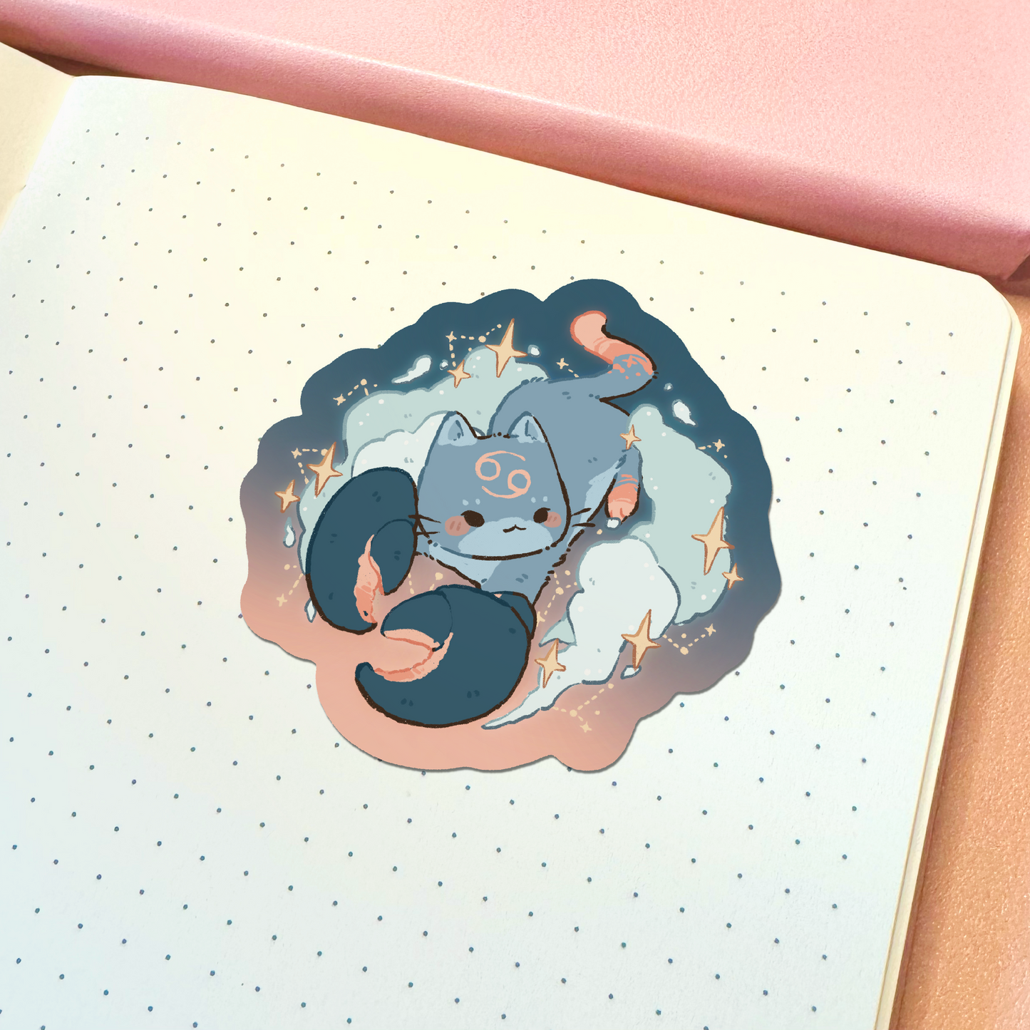 Zodiac Cancer Cat Vinyl Sticker