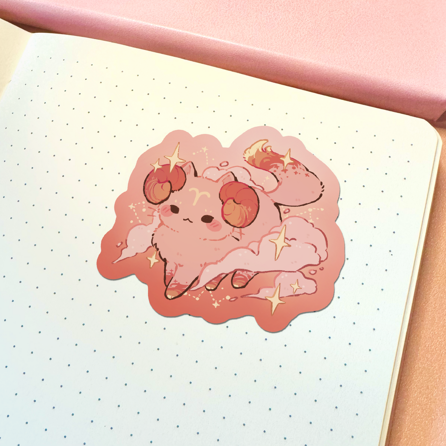 Zodiac Aries Cat Vinyl Sticker