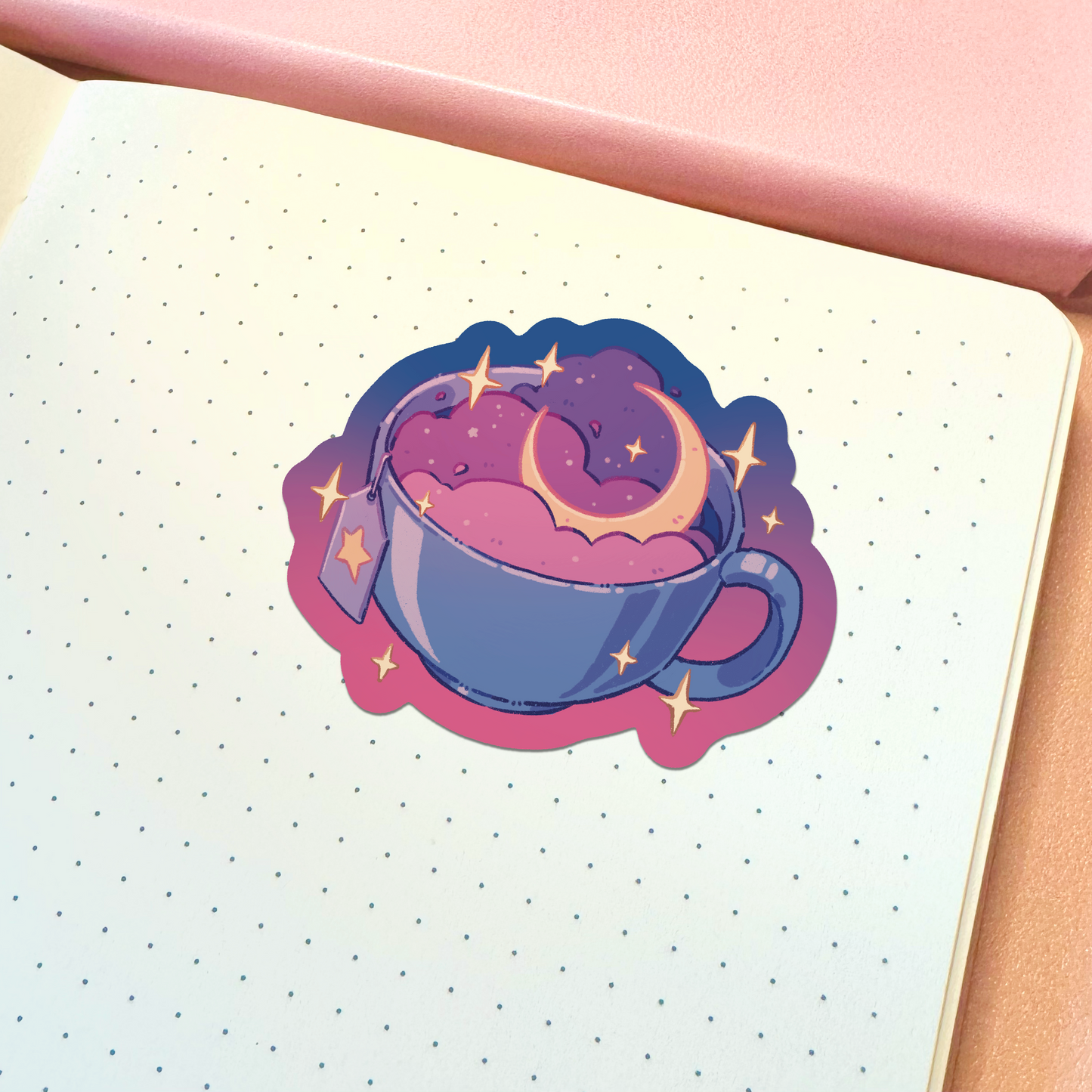 Aesthetic Galaxy Tea Cup Vinyl Sticker