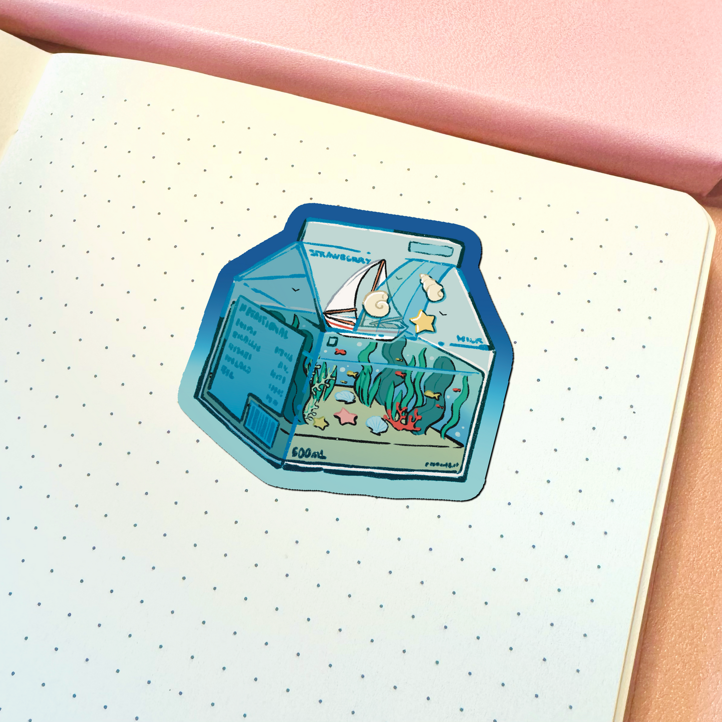 Aesthetic Ocean Milk Carton Vinyl Sticker