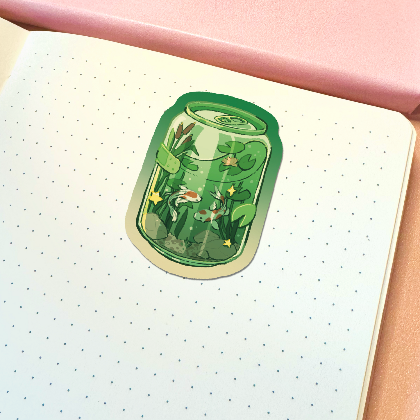 Aesthetic Koi Pond Soda Can Vinyl Sticker