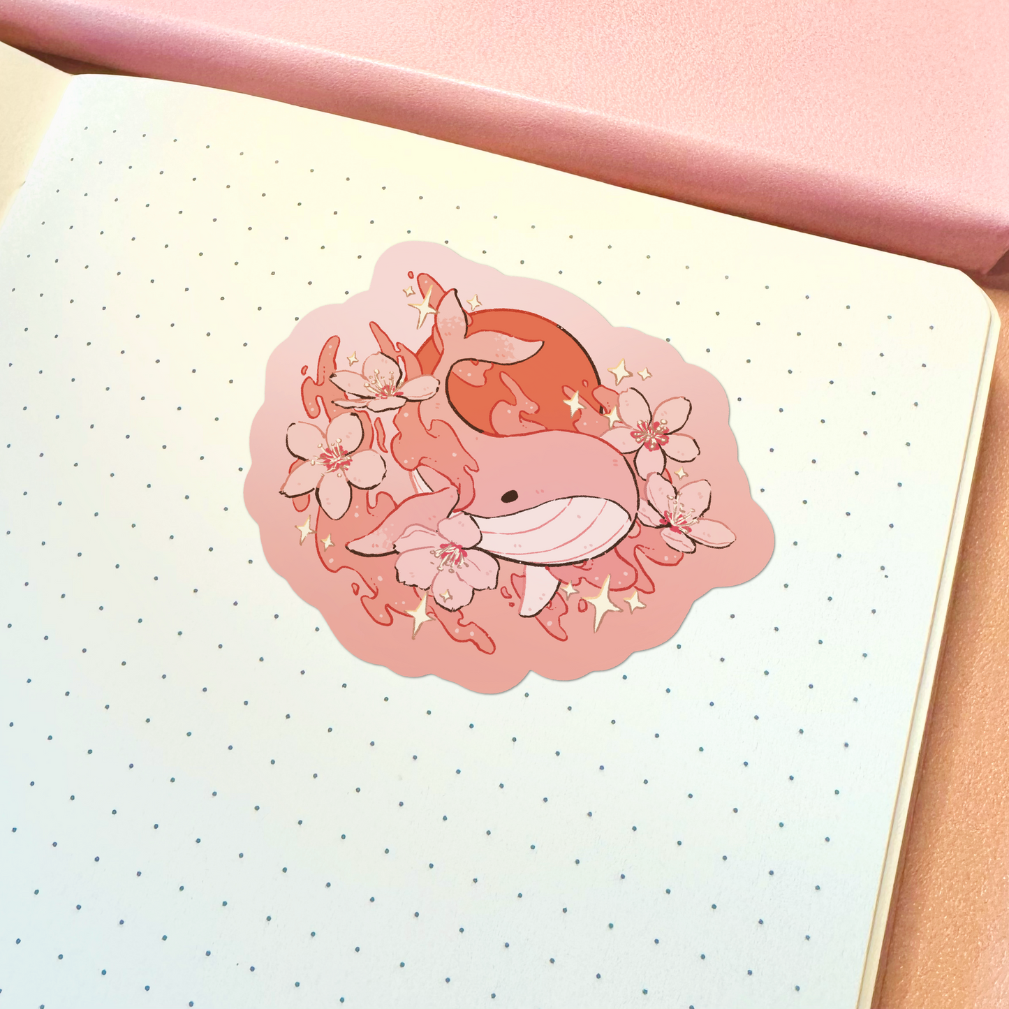 Whale Sakura Vinyl Sticker
