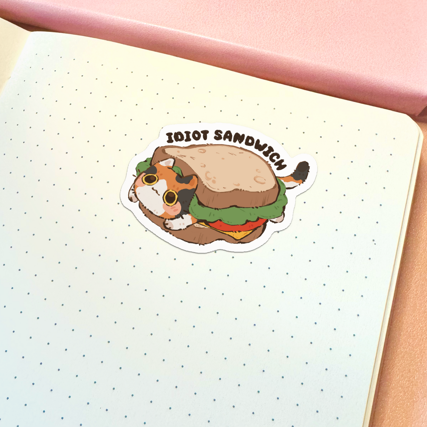 Idiot Sandwich Cat Vinyl Sticker