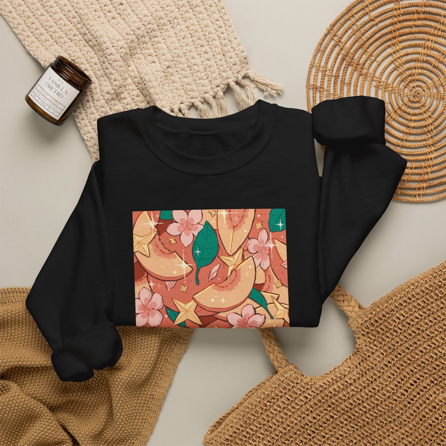 Peach Jam Crewneck Sweatshirt – Floral Peach Music Player Graphic