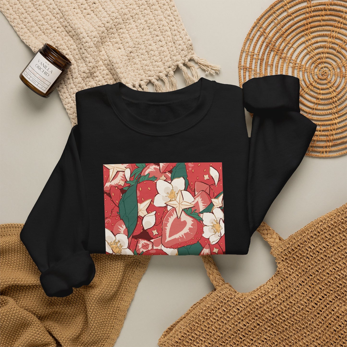 Strawberry Jam album art Sweatshirt | Floral sleeve music player design