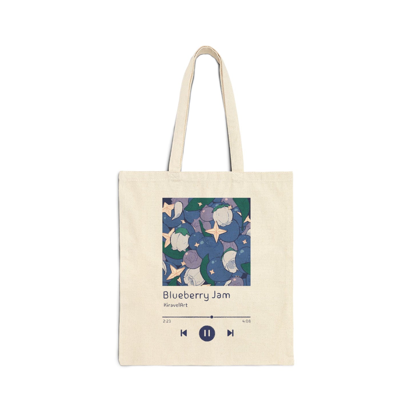 Blueberry Jam Canvas Tote Bag — Music Album Art Floral Grocery Shopper