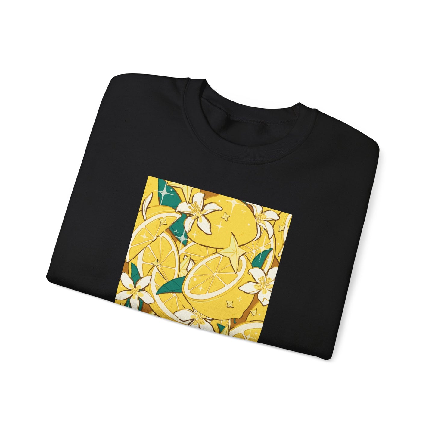 Lemon Jam Crewneck Sweatshirt — Citrus Floral Music Player Graphic