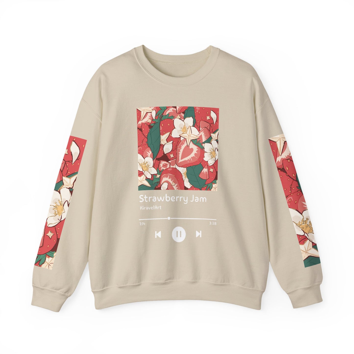 Strawberry Jam album art Sweatshirt | Floral sleeve music player design