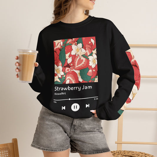 Strawberry Jam album art Sweatshirt | Floral sleeve music player design