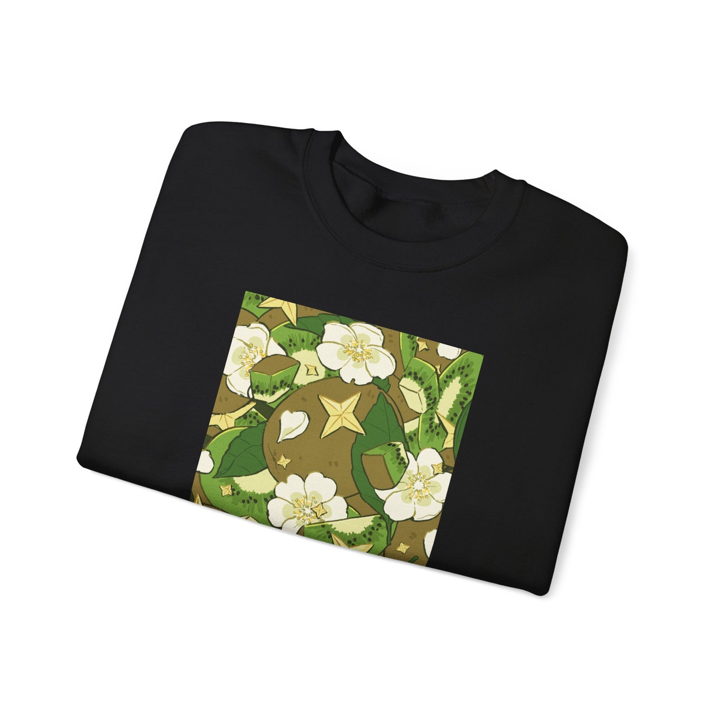 Crewneck Sweatshirt — "Kiwi Jam" Floral Music Player Graphic