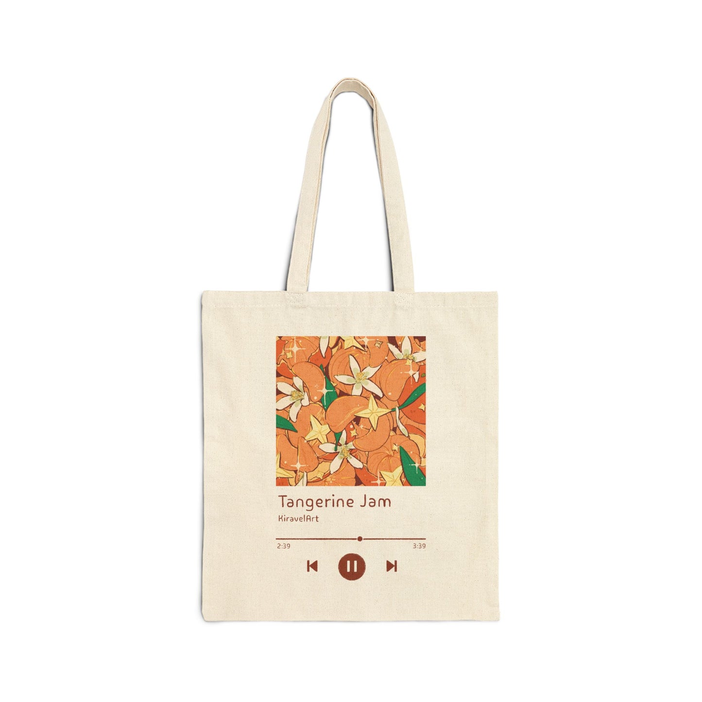 Tote Bag — "Tangerine Jam" Floral Music Player Canvas Tote