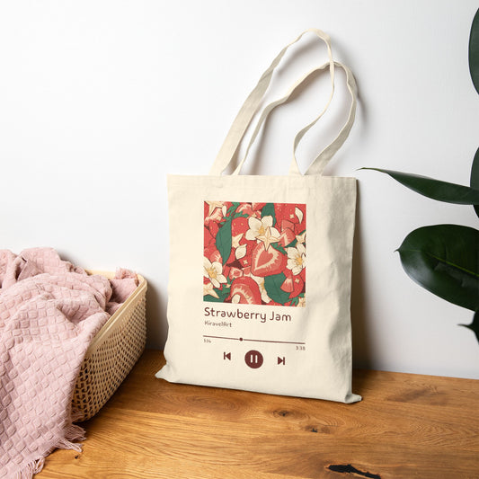 Strawberry Jam Floral Album Canvas Tote