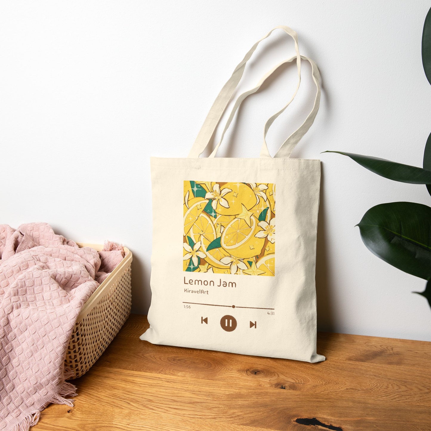 Canvas Tote — "Lemon Jam" Floral Music Artwork Tote