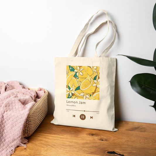 Canvas Tote — "Lemon Jam" Floral Music Artwork Tote