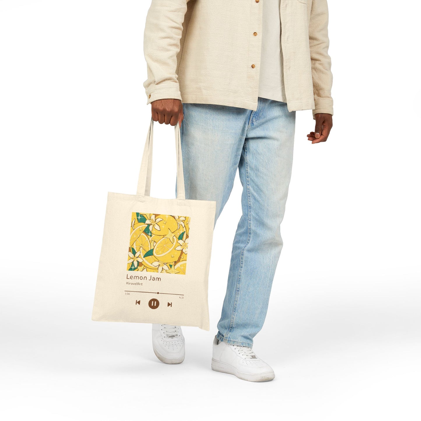 Canvas Tote — "Lemon Jam" Floral Music Artwork Tote