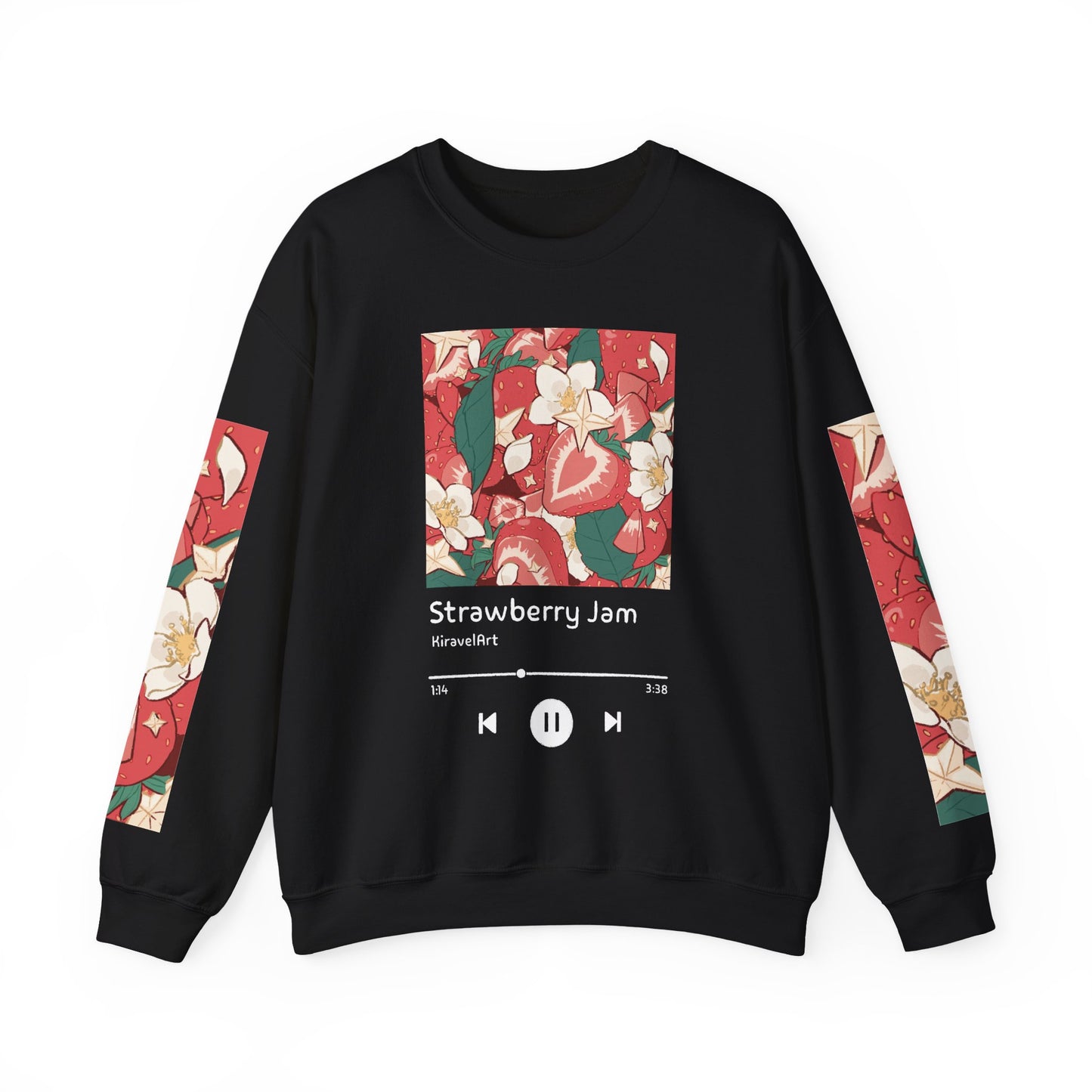Strawberry Jam album art Sweatshirt | Floral sleeve music player design