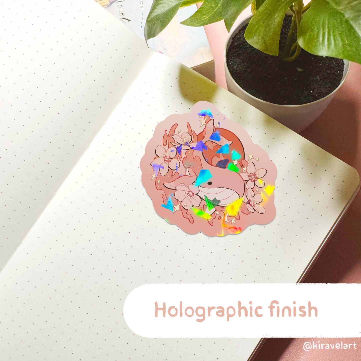 Whale Sakura Vinyl Sticker