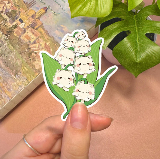 Lily of the Valley Cat Vinyl Sticker