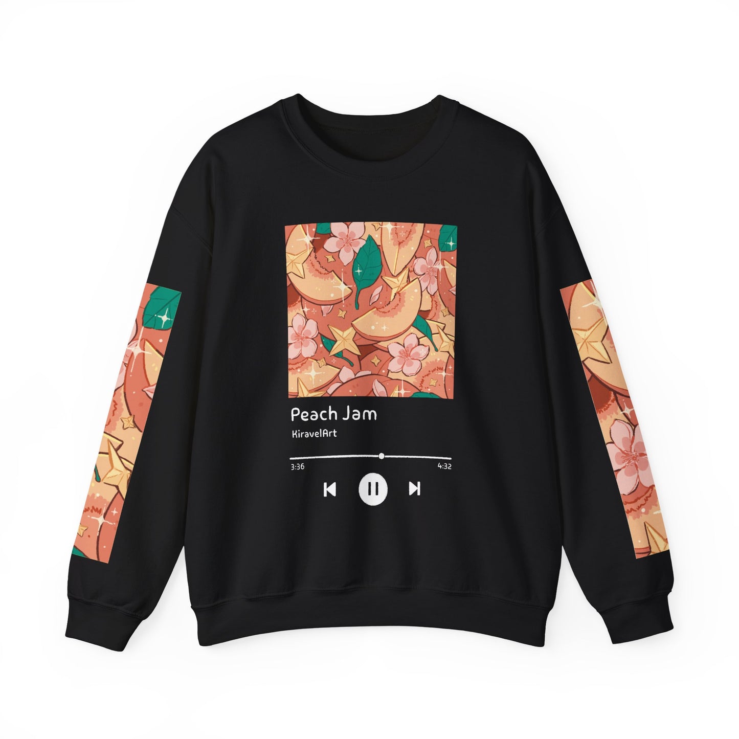 Peach Jam Crewneck Sweatshirt – Floral Peach Music Player Graphic