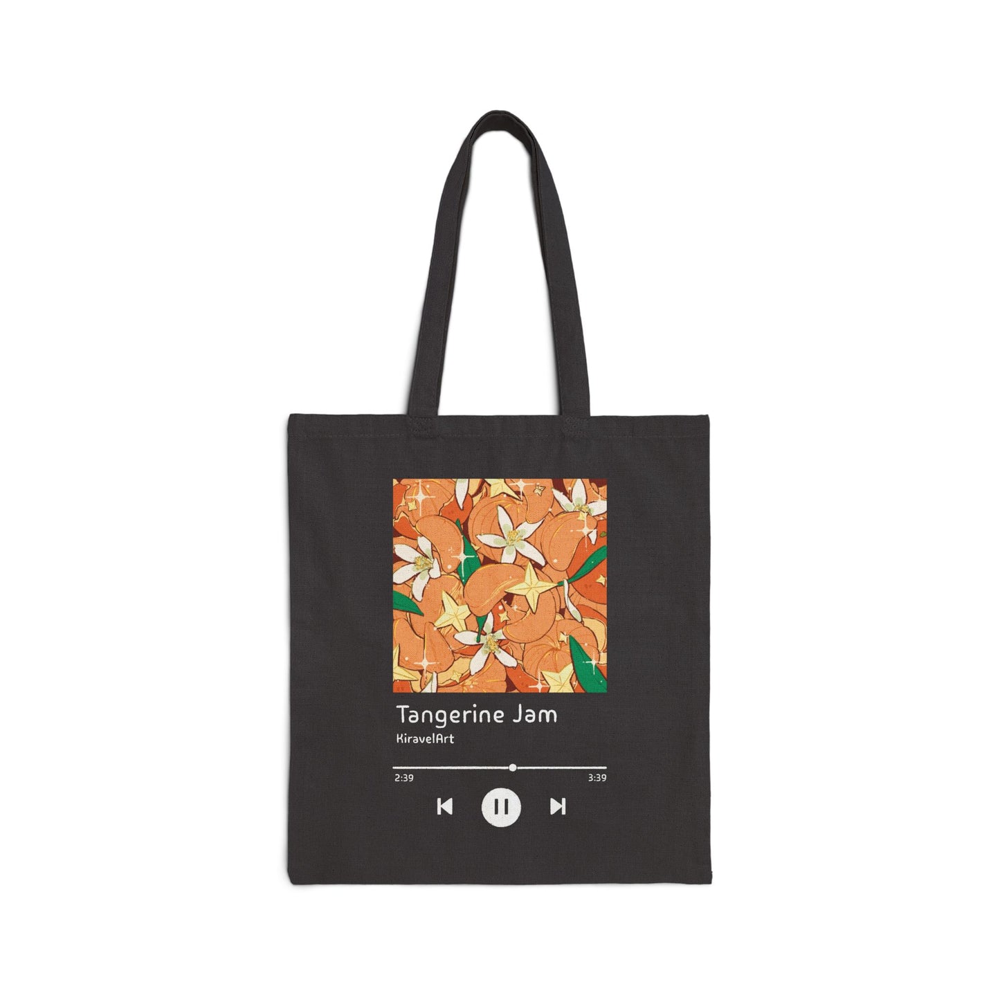 Tote Bag — "Tangerine Jam" Floral Music Player Canvas Tote