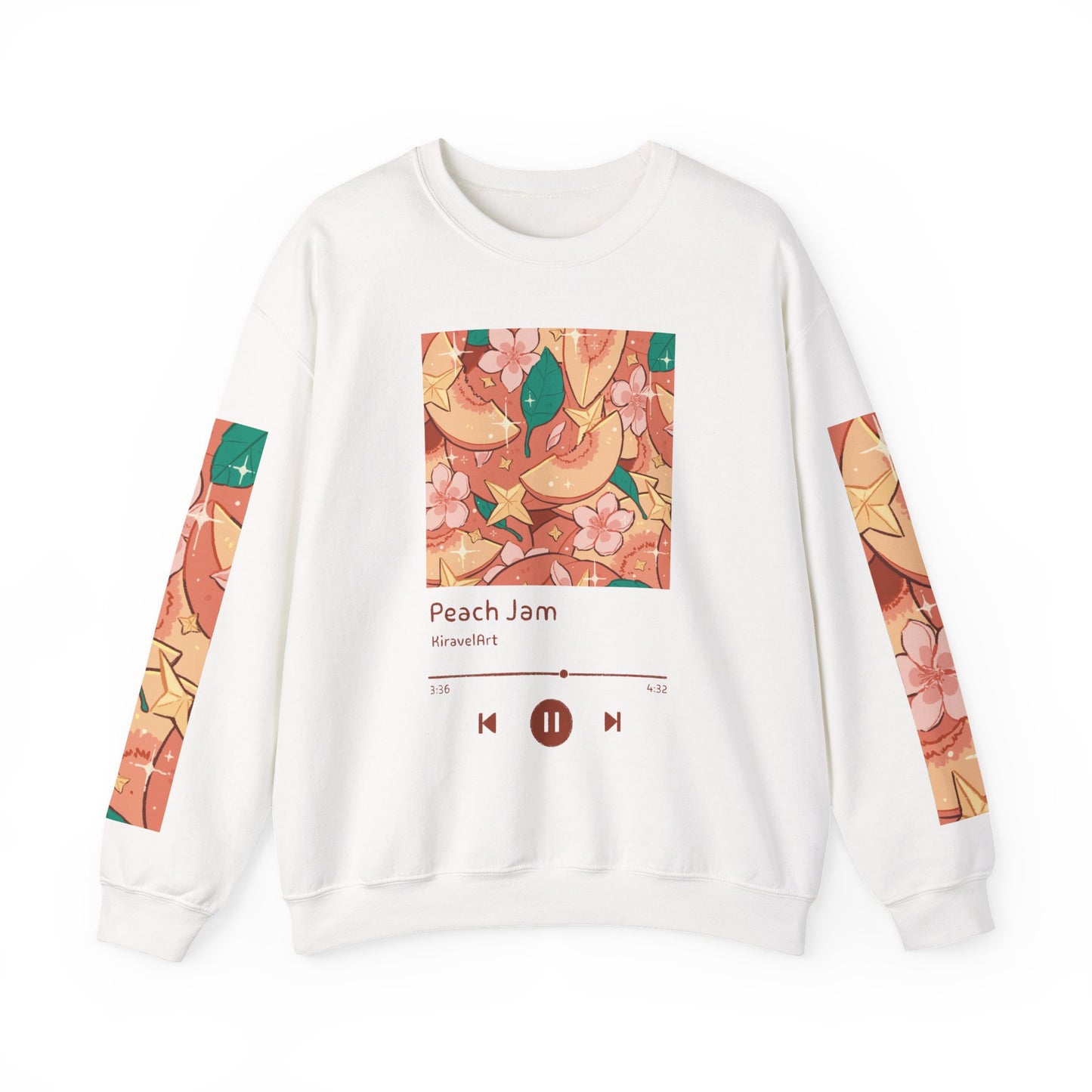 Peach Jam Crewneck Sweatshirt – Floral Peach Music Player Graphic