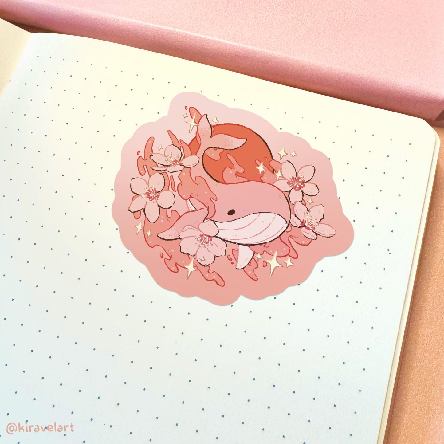 Whale Sakura Vinyl Sticker