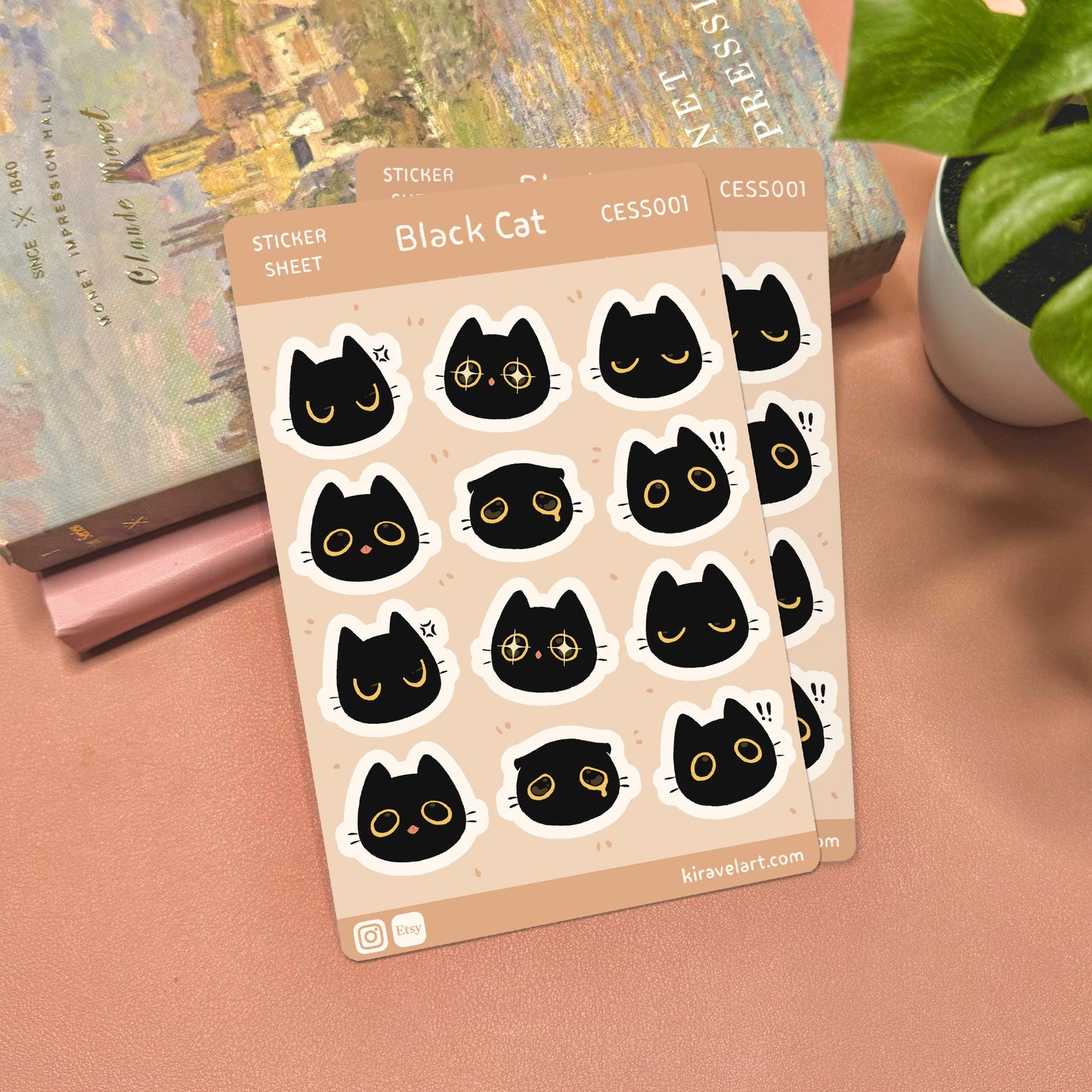 Black Cat Expressions Sticker Sheet