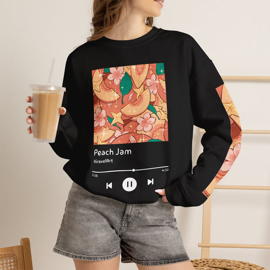 Peach Jam Crewneck Sweatshirt – Floral Peach Music Player Graphic
