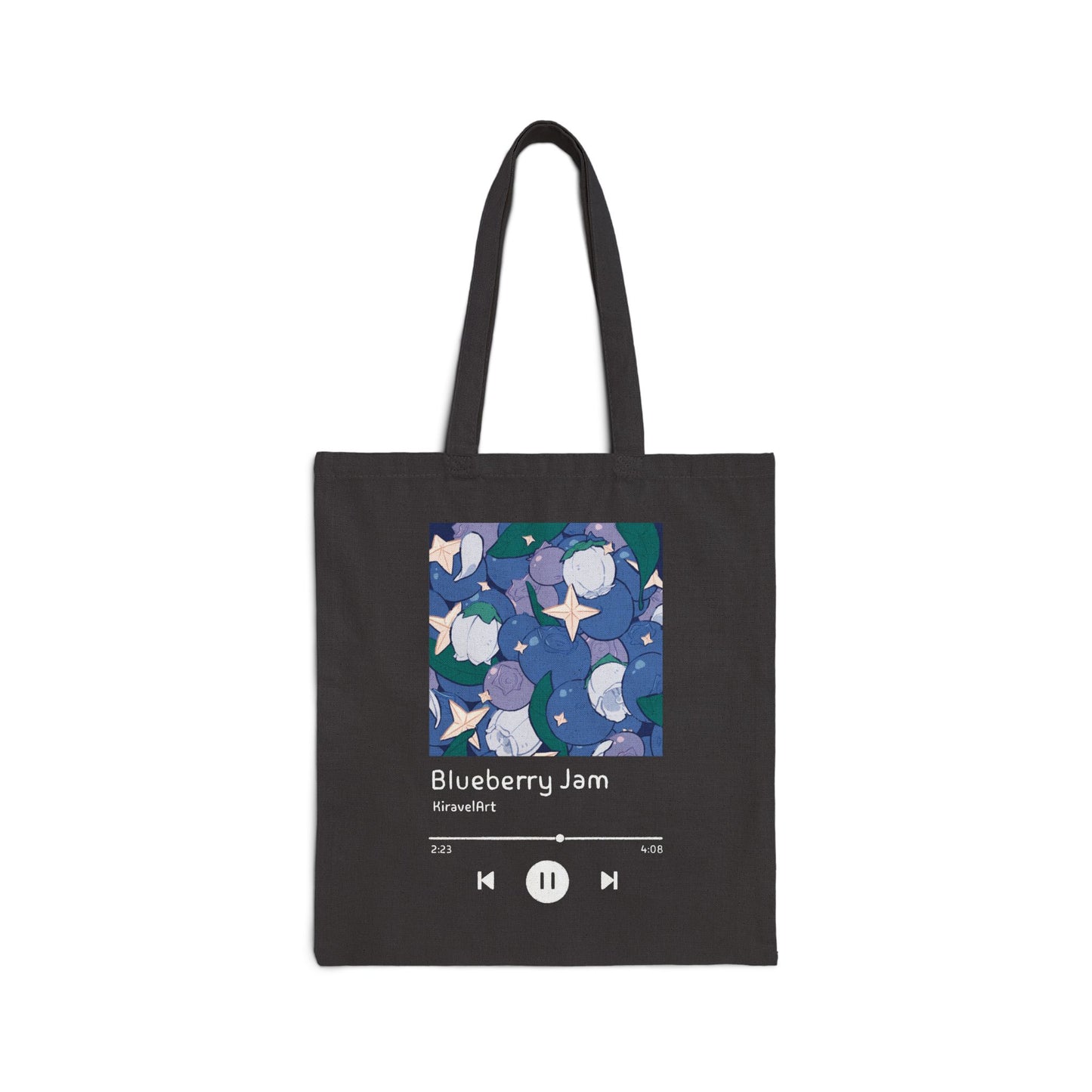 Blueberry Jam Canvas Tote Bag — Music Album Art Floral Grocery Shopper