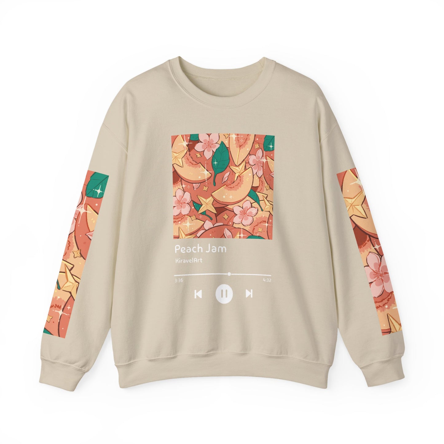 Peach Jam Crewneck Sweatshirt – Floral Peach Music Player Graphic