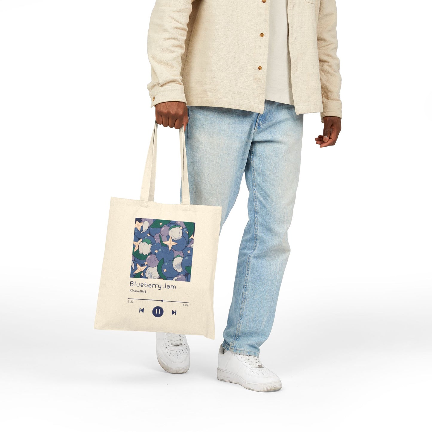 Blueberry Jam Canvas Tote Bag — Music Album Art Floral Grocery Shopper
