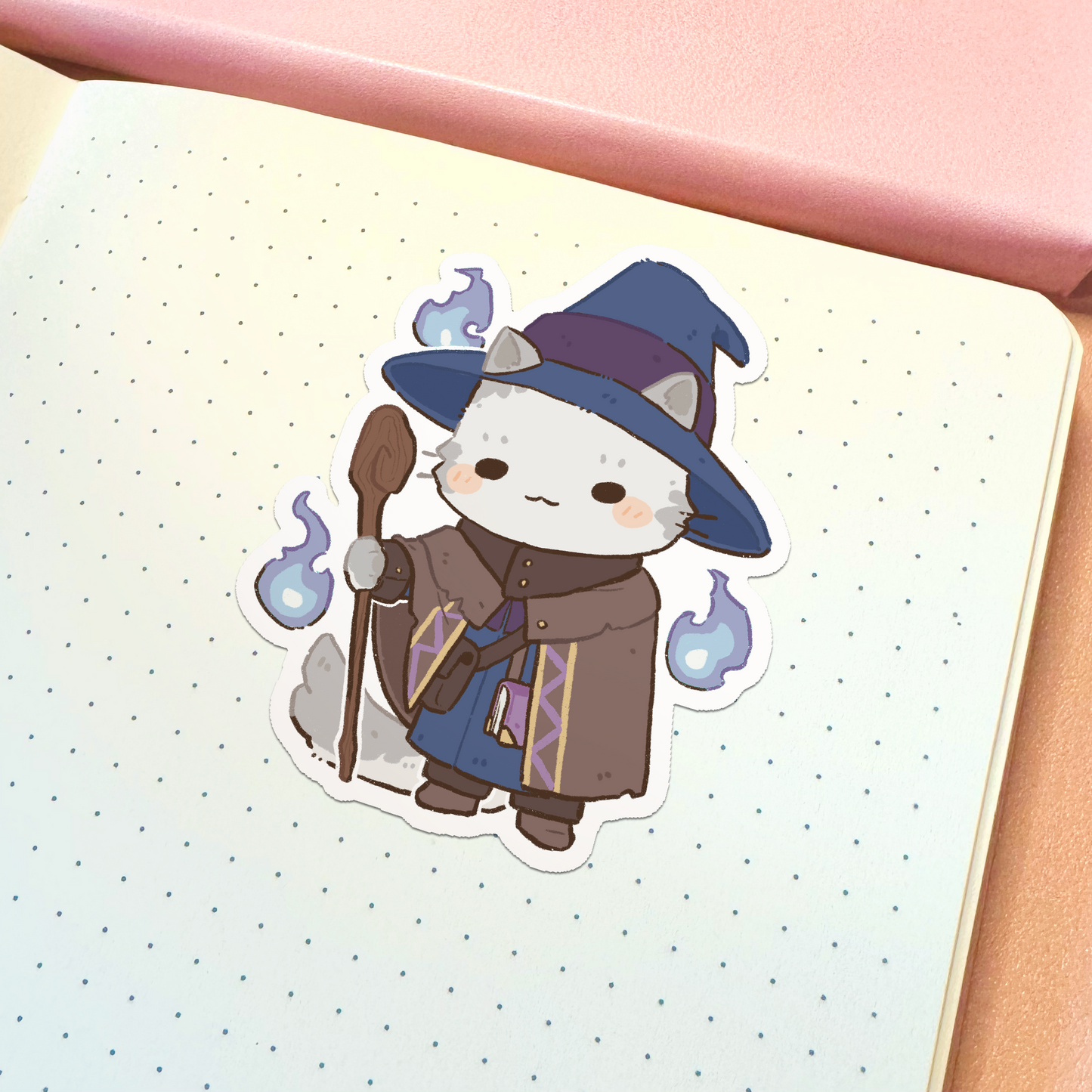 DND Wizard Cat Vinyl Sticker