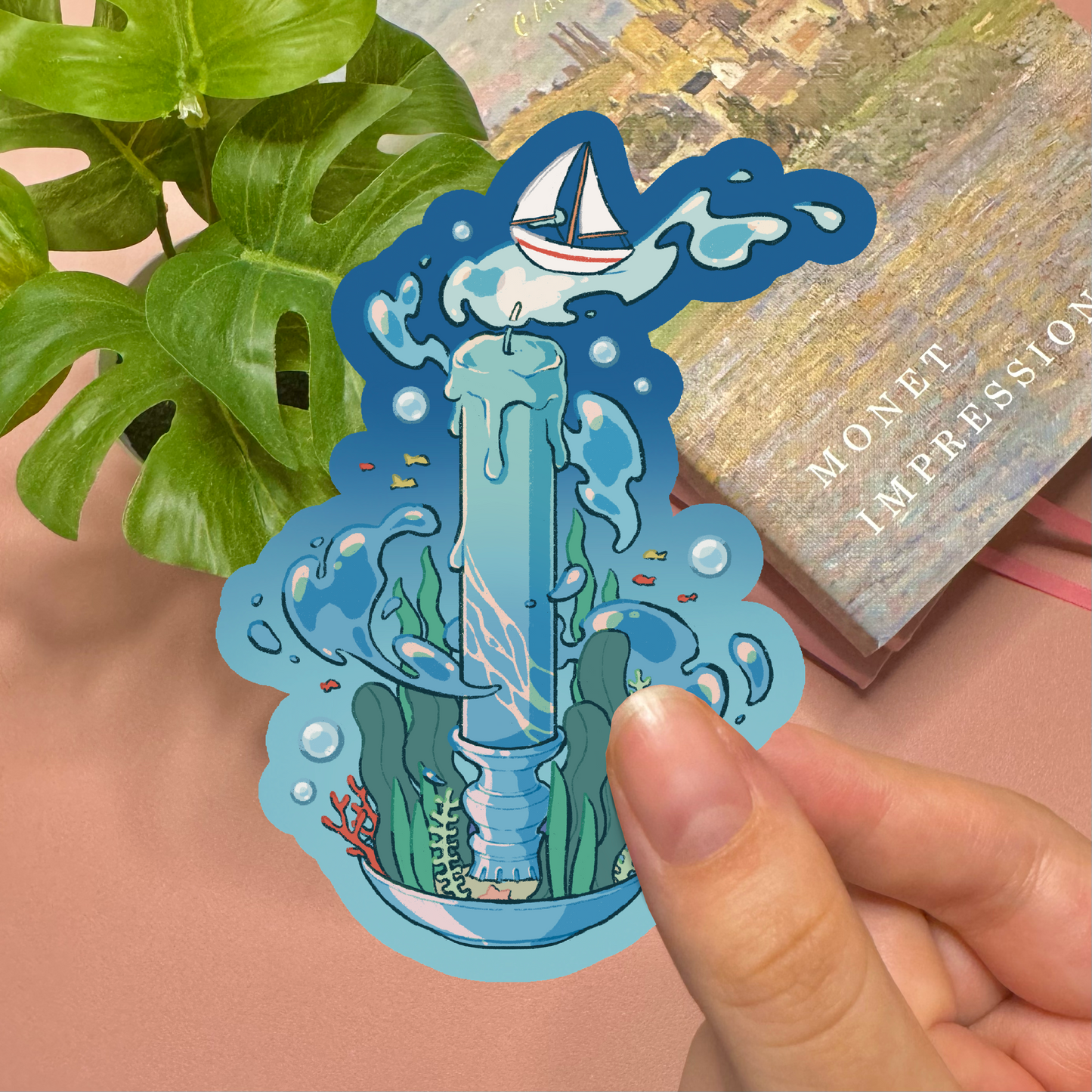 Aesthetic Ocean Candle Vinyl Sticker