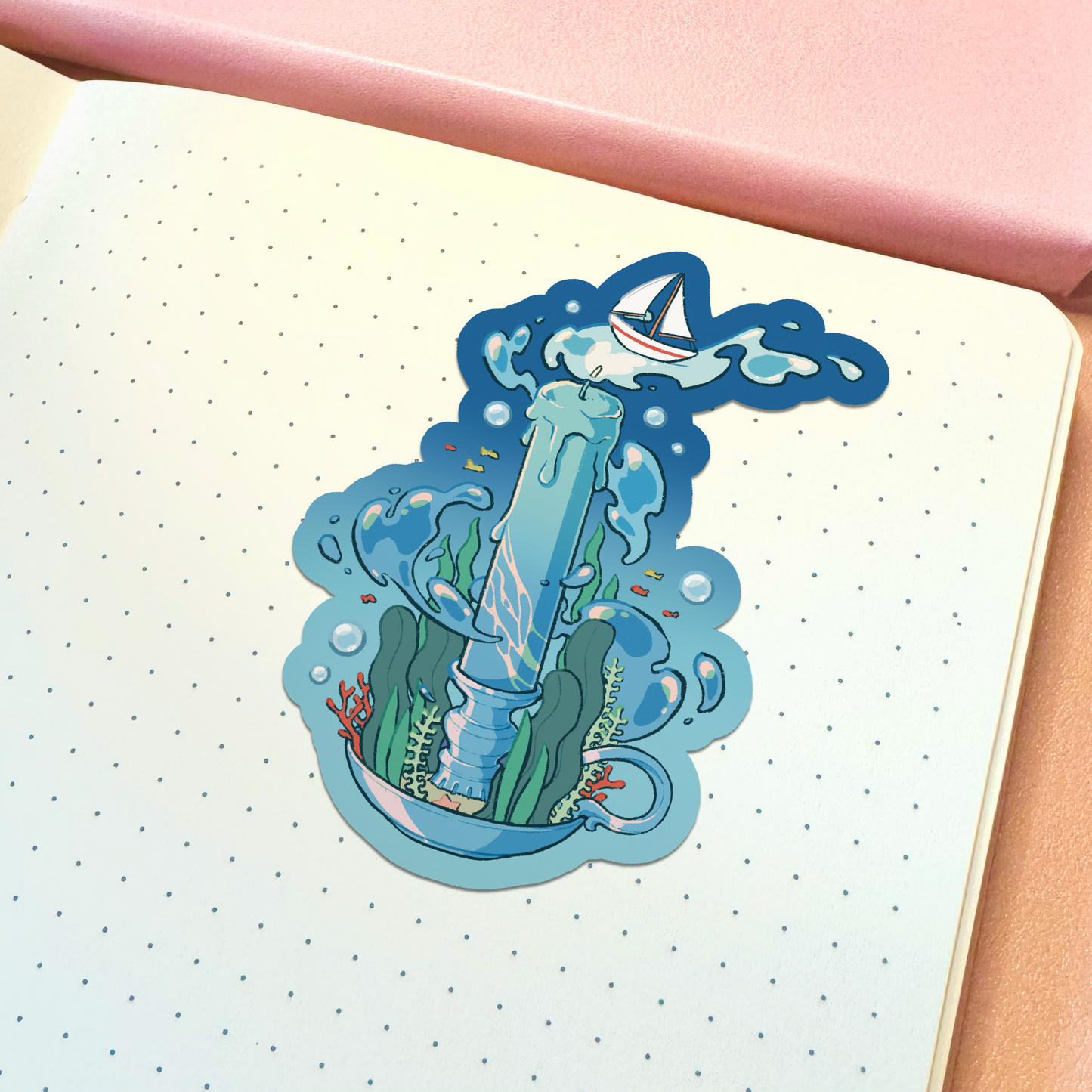 Aesthetic Ocean Candle Vinyl Sticker