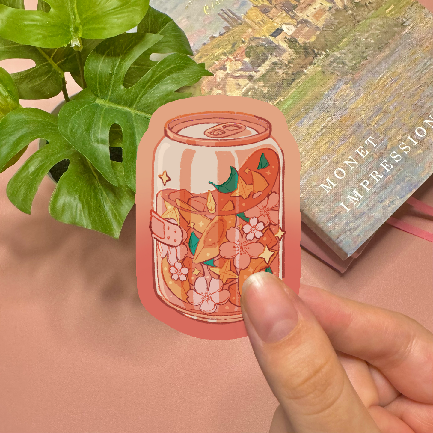 Aesthetic Peach Soda Can Vinyl Sticker