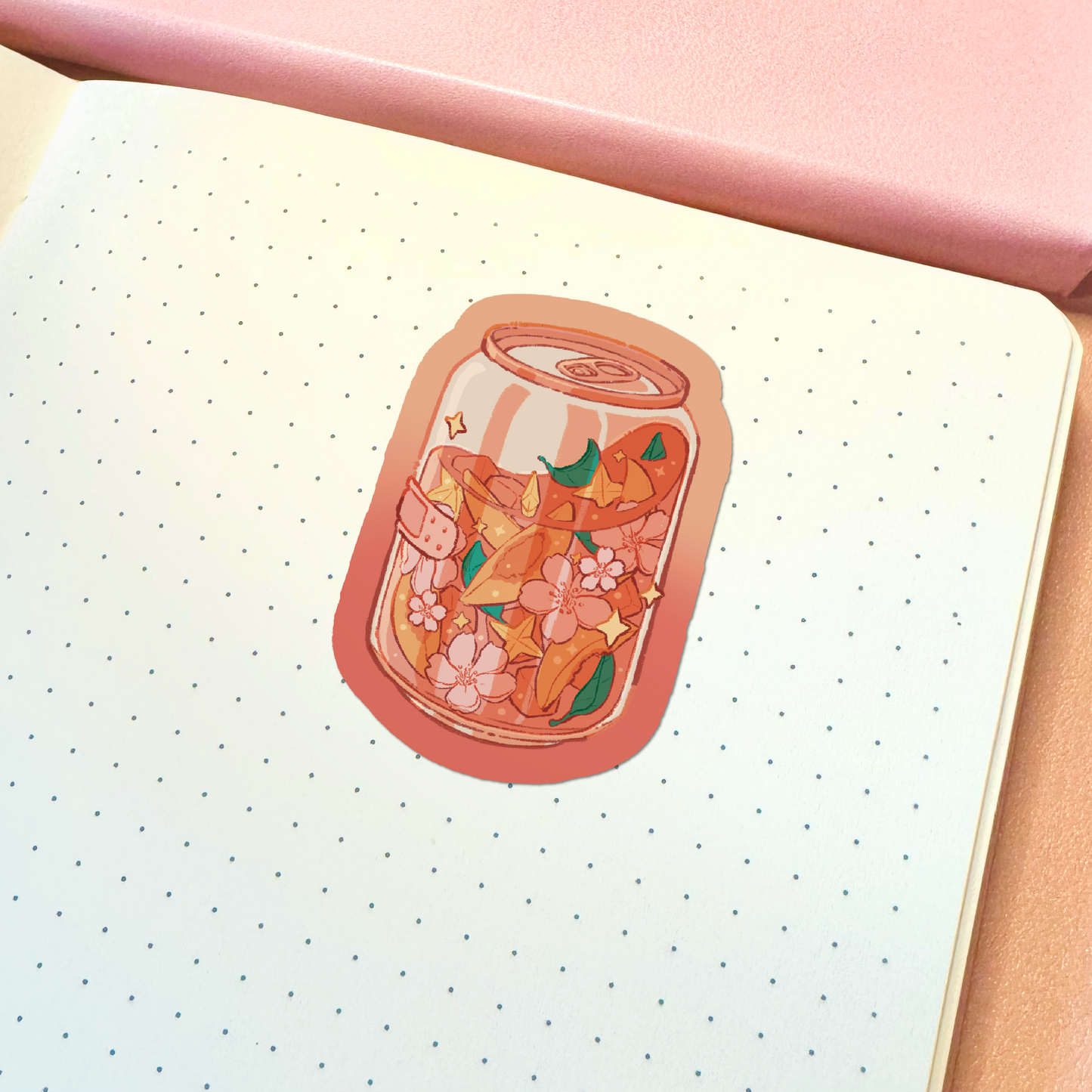 Aesthetic Peach Soda Can Vinyl Sticker