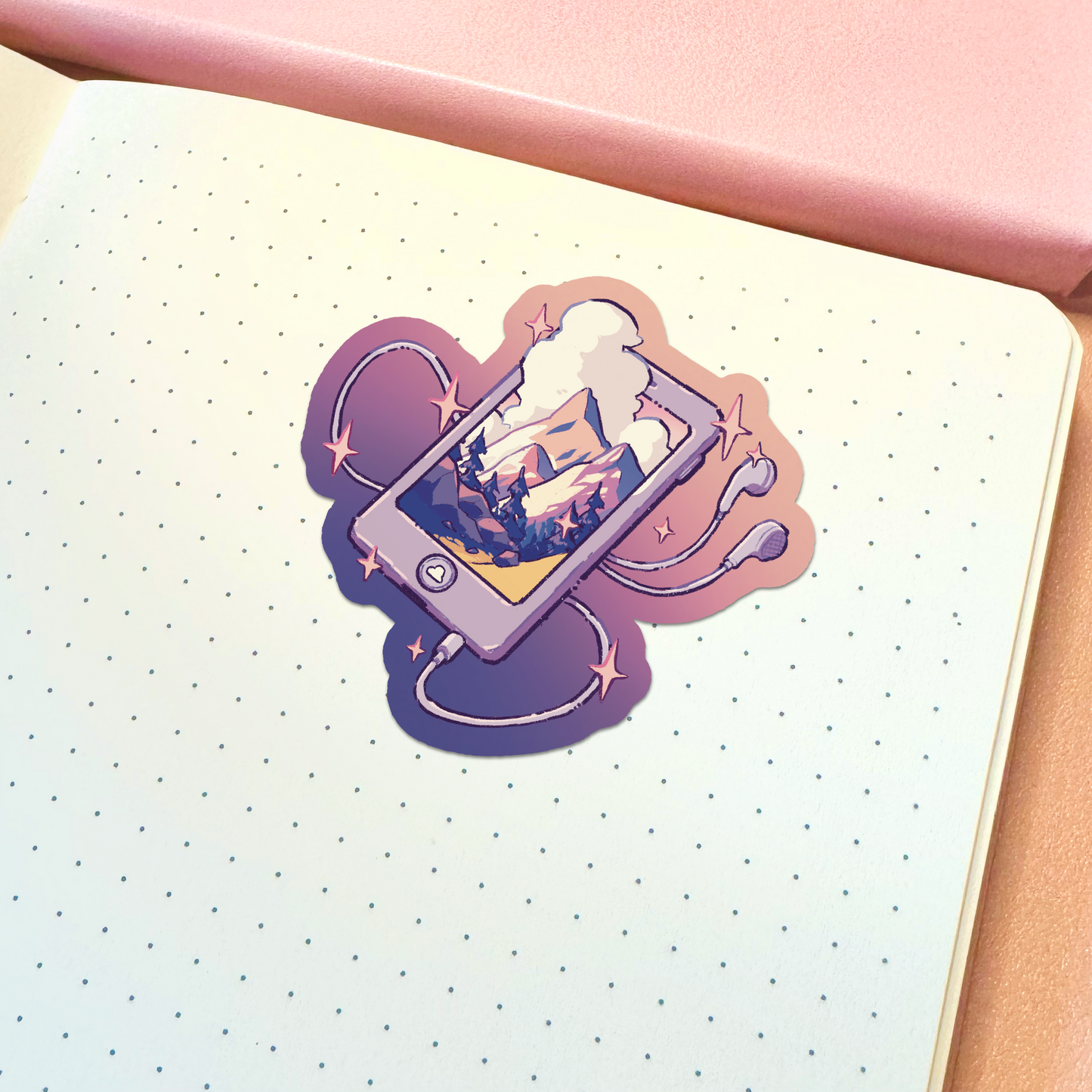 Aesthetic Mountain Sunset Phone Vinyl Sticker
