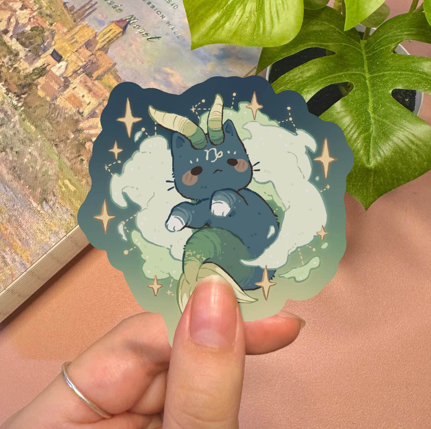 Zodiac Capricorn Cat Vinyl Sticker