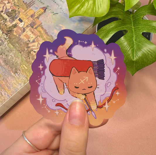 Zodiac Sagittarius Cat Vinyl Sticker