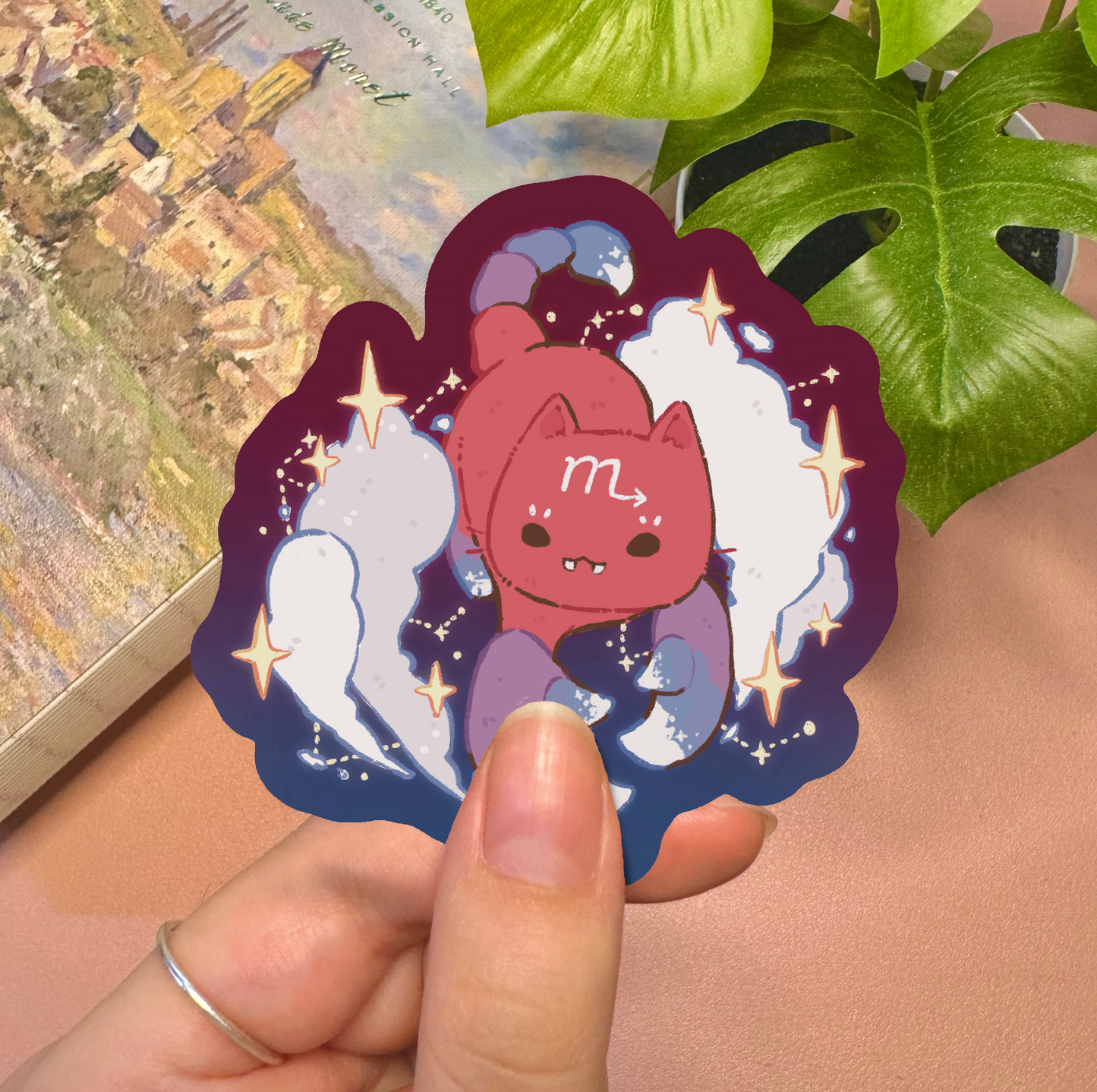 Zodiac Scorpio Cat Vinyl Sticker