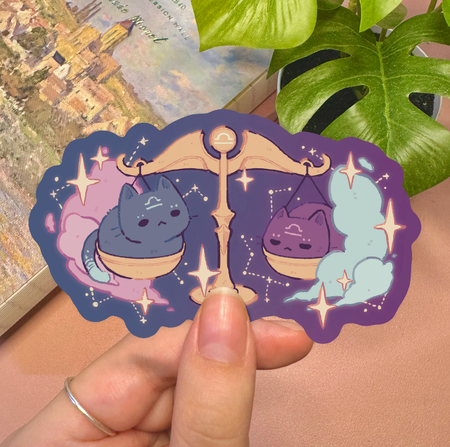 Zodiac Libra Cat Vinyl Sticker
