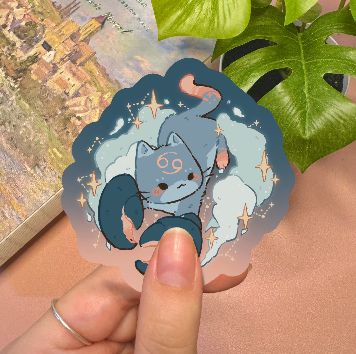 Zodiac Cancer Cat Vinyl Sticker