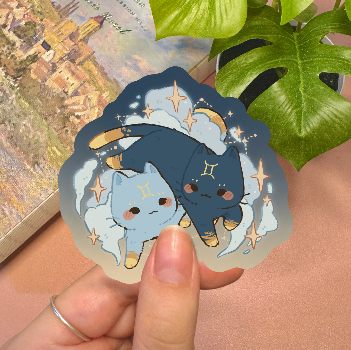 Zodiac Gemini Cat Vinyl Sticker