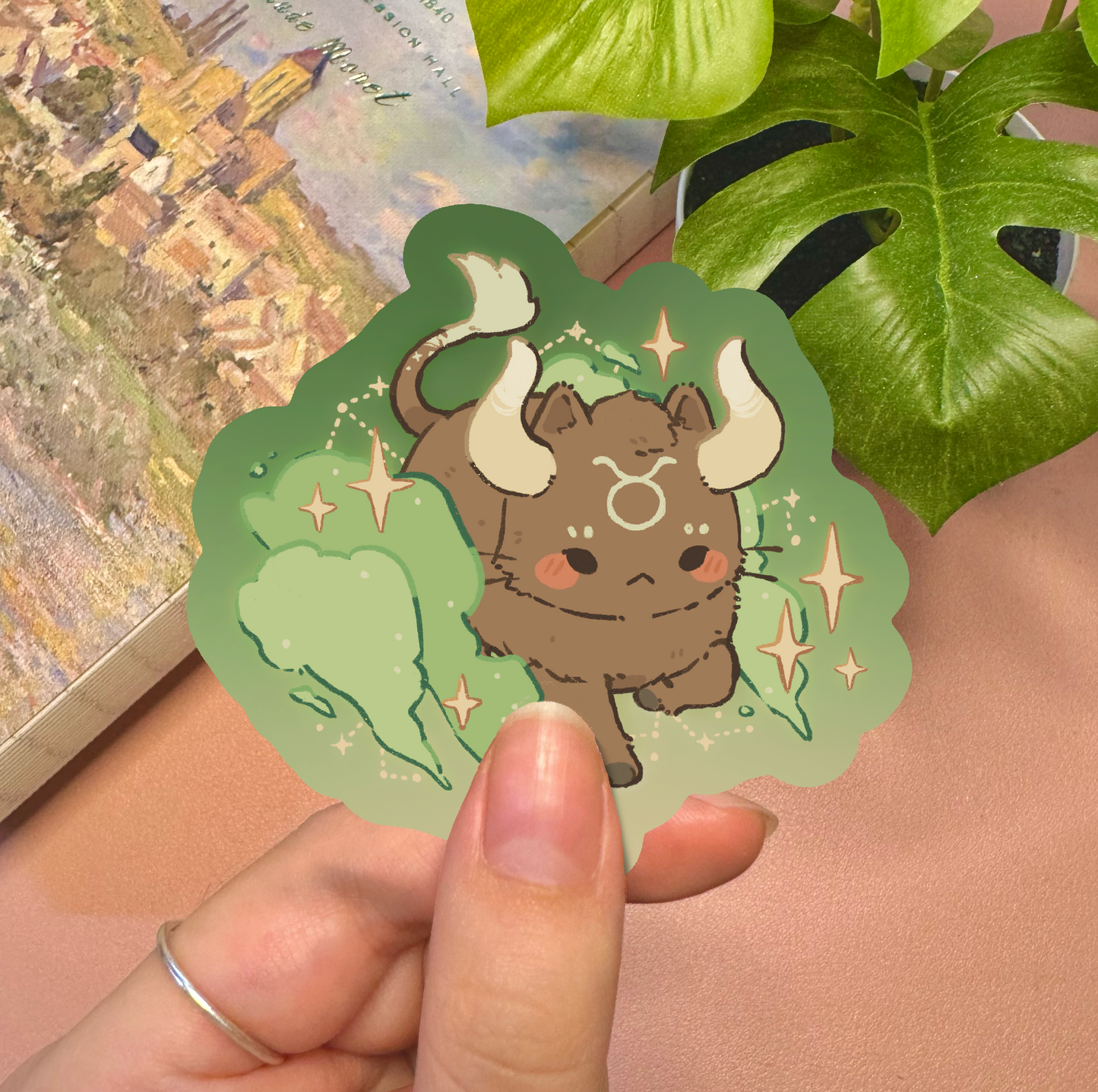Zodiac Taurus Cat Vinyl Sticker
