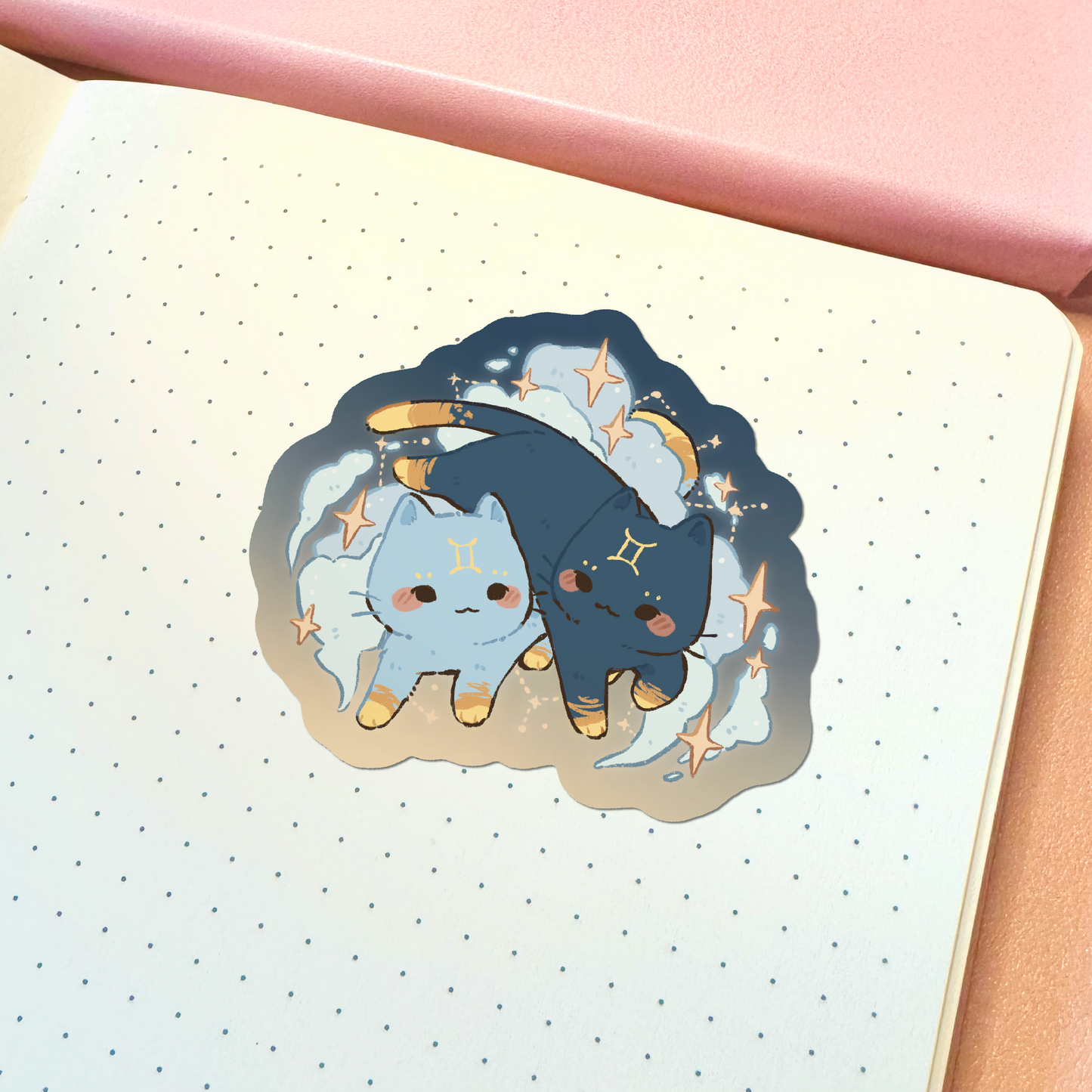 Zodiac Gemini Cat Vinyl Sticker