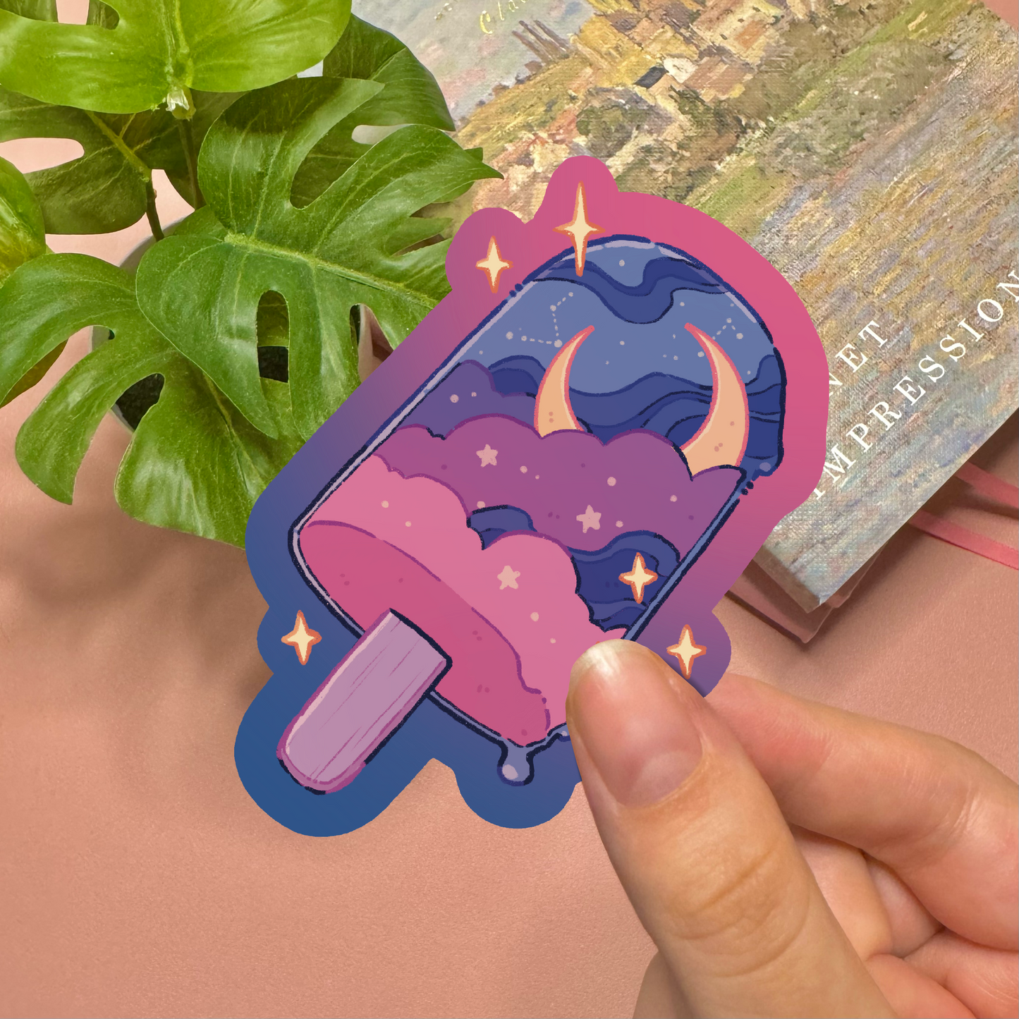 Aesthetic Galaxy Popsicle Vinyl Sticker
